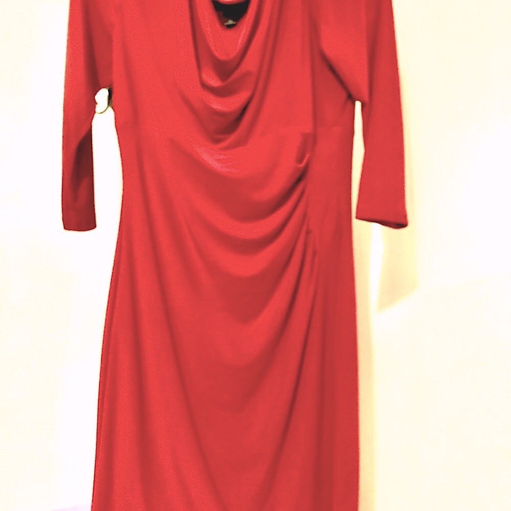 Ralph Lauren red simulated wrap dress.